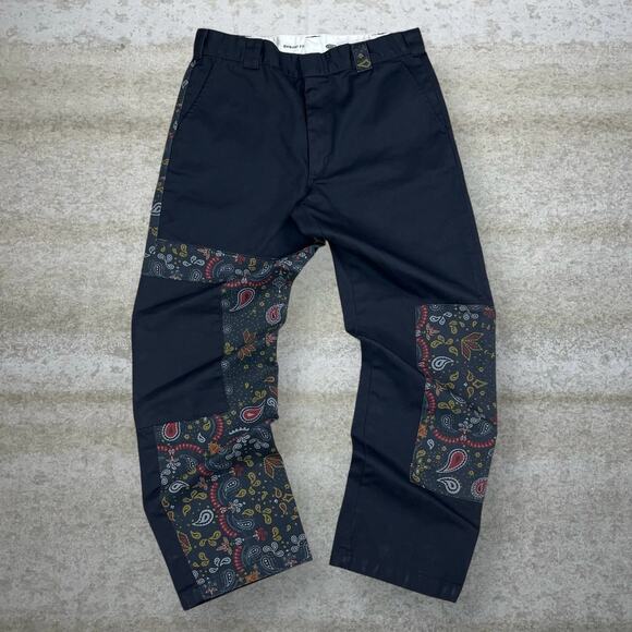 Dickies Khakis Pants Reworked Patchwork Cotton Regular Straight Leg Flat Front - Picture 2 of 4